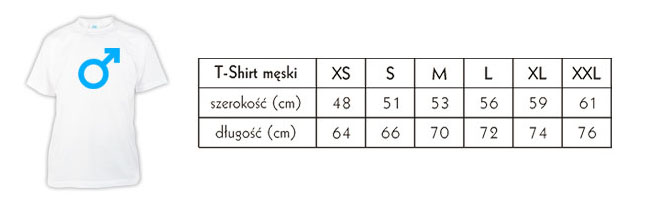 T-shirt męski - tabela rozmiarów